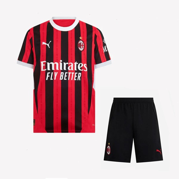 Camiseta AC Milan Replica Primera Ropa Niño 2024/25 Negro